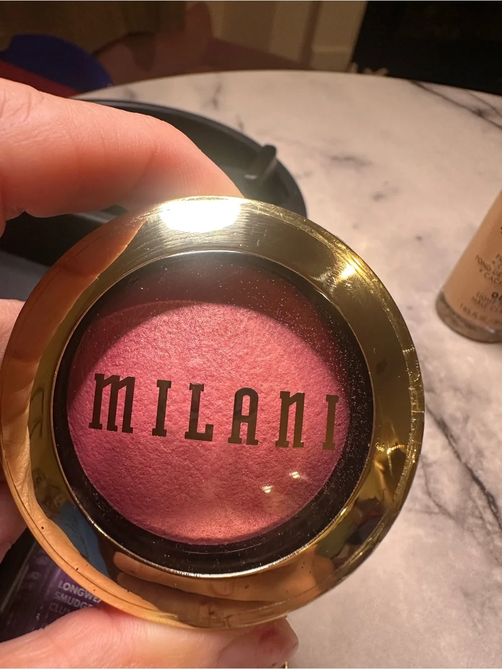 Milani Makeup Bundle with Red Cosmetic Bag and Pink Blush